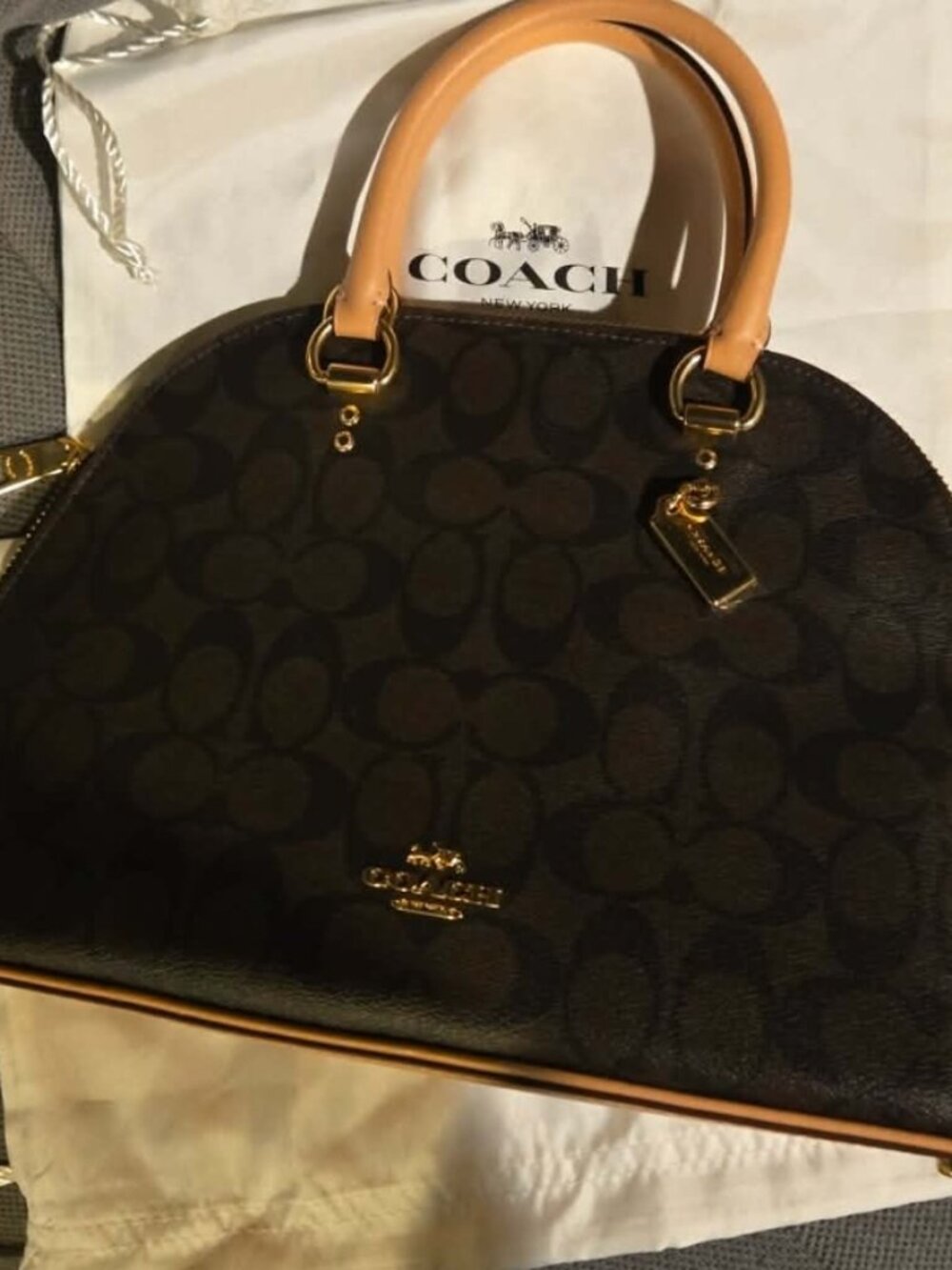 New Coach Katy satchel in signature canvas and leather